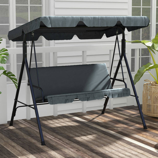 3-seat garden swing with cushion, adjustable canopy