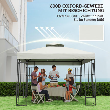 Outsuuny vervangend dak voor tuinpaviljoen 3x3m waterdicht paviljoendak dubbel dak vervangende hoes voor tuinpaviljoen Oxford stof vervangingsonderdelen 370 gsm lichtgrijs