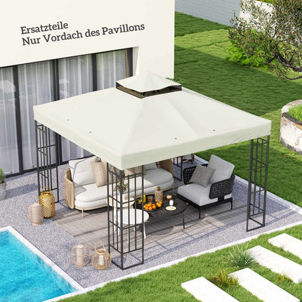 Outsuuny vervangend dak voor tuinpaviljoen 3x3m waterdicht paviljoendak dubbel dak vervangende hoes voor tuinpaviljoen Oxford stof vervangingsonderdelen 370 gsm lichtgrijs