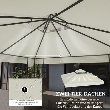 Outsuuny vervangend dak voor tuinpaviljoen 3x3m waterdicht paviljoendak dubbel dak vervangende hoes voor tuinpaviljoen Oxford stof vervangingsonderdelen 370 gsm lichtgrijs