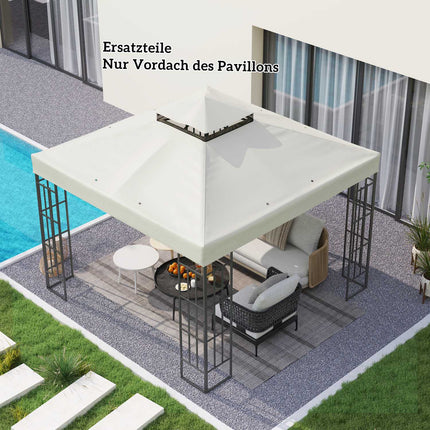 Outsuuny vervangend dak voor tuinpaviljoen 3x3m waterdicht paviljoendak dubbel dak vervangende hoes voor tuinpaviljoen Oxford stof vervangingsonderdelen 370 gsm lichtgrijs