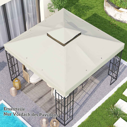 Outsuuny vervangend dak voor tuinpaviljoen 3x3m waterdicht paviljoendak dubbel dak vervangende hoes voor tuinpaviljoen Oxford stof vervangingsonderdelen 370 gsm lichtgrijs