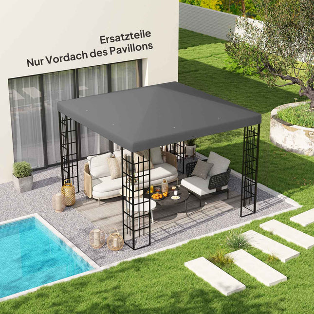 Waterproof Gazebo roof cover, 3x3m, dark grey, 370gsm
