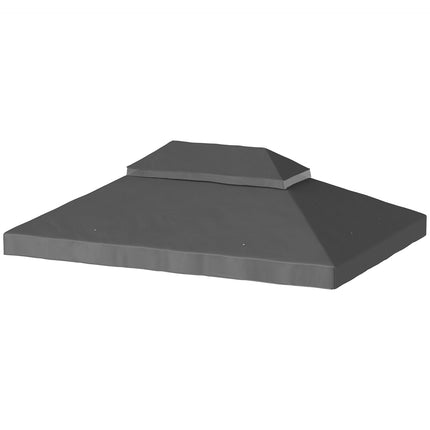Outsuuny vervangingsdak voor paviljoen 3 x 4 m waterdicht paviljoendak dubbel dak vervangende afdekking voor tuinpaviljoen Oxford stof vervangende onderdelen 370 gsm donkergrijs