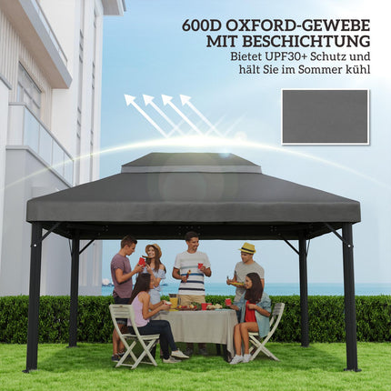 Outsuuny vervangingsdak voor paviljoen 3 x 4 m waterdicht paviljoendak dubbel dak vervangende afdekking voor tuinpaviljoen Oxford stof vervangende onderdelen 370 gsm donkergrijs