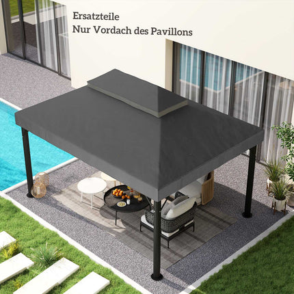 Outsuuny vervangingsdak voor paviljoen 3 x 4 m waterdicht paviljoendak dubbel dak vervangende afdekking voor tuinpaviljoen Oxford stof vervangende onderdelen 370 gsm donkergrijs