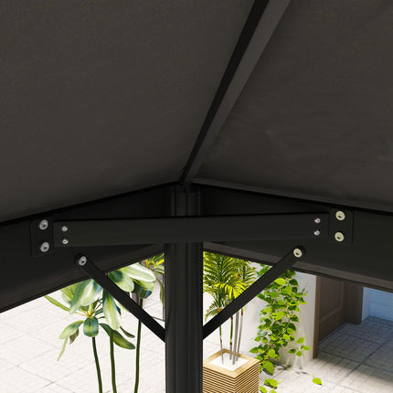 Outsuuny vervangingsdak voor paviljoen 3 x 4 m waterdicht paviljoendak dubbel dak vervangende afdekking voor tuinpaviljoen Oxford stof vervangende onderdelen 370 gsm donkergrijs