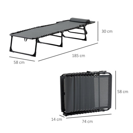 Outsuuny opvouwbare ligstoel tuinligstoel met kussen, zijvak, ligstoel met 5-voudig verstelbare rugleuning, weerbestendige campingligstoel belastbaar tot 120 kg, voor tuinstrandzwembad, grijs