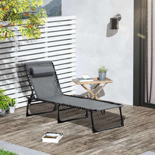 Folding sun lounger with cushion, adjustable, weatherproof