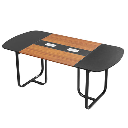Oval Conference Table 1800 mm, Seats 6–8, Metal Legs