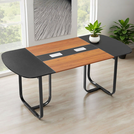 Oval Conference Table 1800 mm, Seats 6–8, Metal Legs