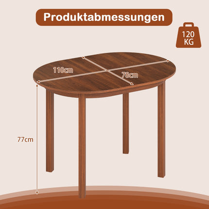 Oval Dining Table for 2-4, Walnut Wood, 110x78x77 cm