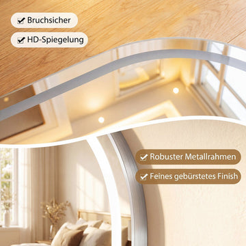 Oval LED Bathroom Mirror with Anti-Fog and Adjustable Light