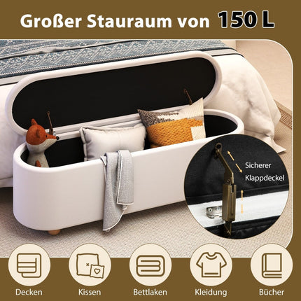 Oval Storage Bench with Hinged Lid, 150L Capacity