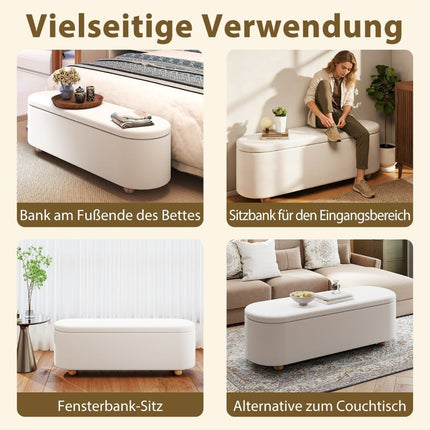 Oval Storage Bench with Hinged Lid, 150L Capacity