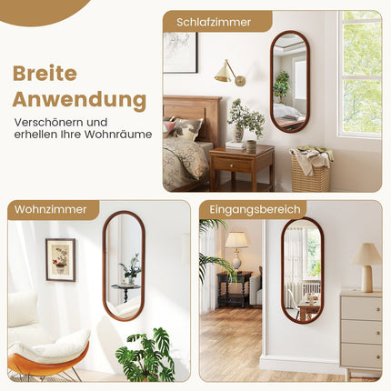 Oval Wall Mirror, 110x45 cm, Solid Wood Frame
