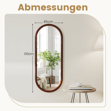 Oval Wall Mirror, 110x45 cm, Solid Wood Frame