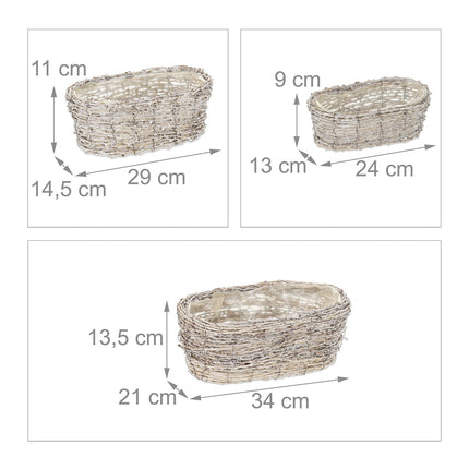 Oval flower pot - set of 3