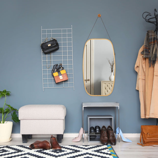 Oval mirror with strap