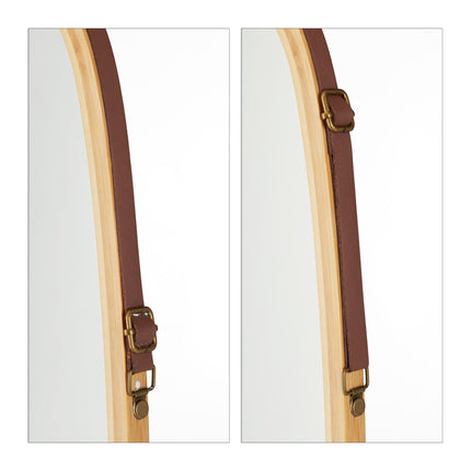 Oval mirror with strap
