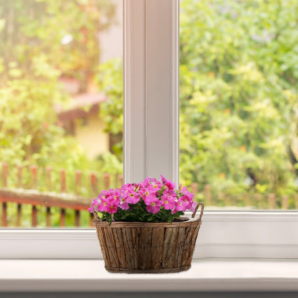 Oval wooden flower pot - set of 3