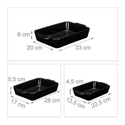 Oven form ceramic set of 3 black