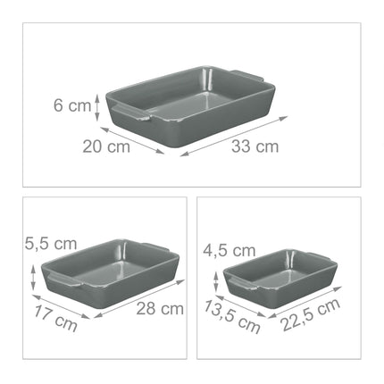 Oven form ceramic set of 3 gray