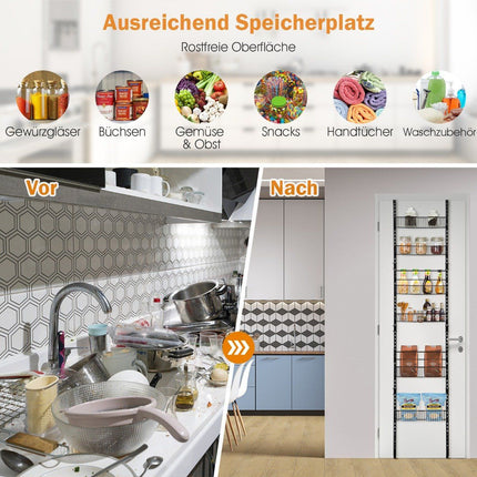 Over-Door Adjustable 6-Tier Pantry Organizer Shelf