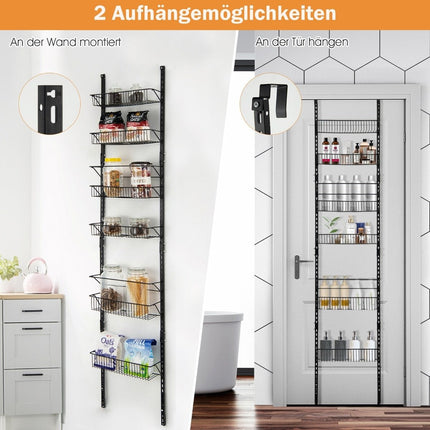 Over-Door Adjustable 6-Tier Pantry Organizer Shelf