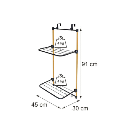 Over-Door Clothes Dryer, Steel & Bamboo, 91x45x30 cm