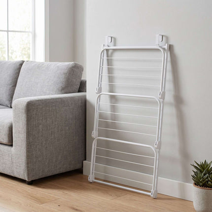 Over-Door Clothes Drying Rack, White, Steel, 93x58x30 cm