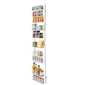 Over-The-Door Pantry Organizer, 10-Tier Adjustable Steel, White