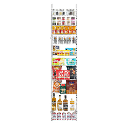 Over-The-Door Pantry Organizer, 10-Tier Adjustable Steel, White