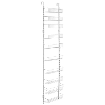 Over-The-Door Pantry Organizer, 10-Tier Adjustable Steel, White