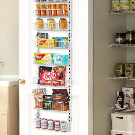 Over-The-Door Pantry Organizer, 8-Tier Adjustable Steel, White