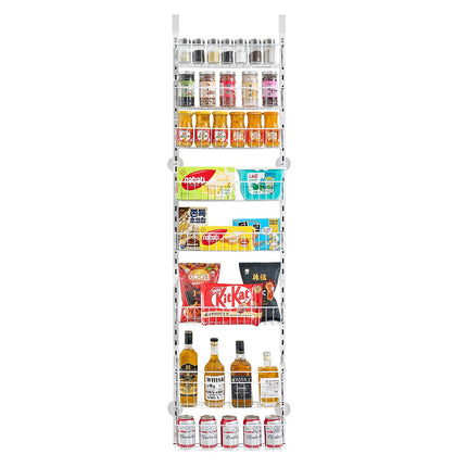 Over-The-Door Pantry Organizer, 8-Tier Adjustable Steel, White