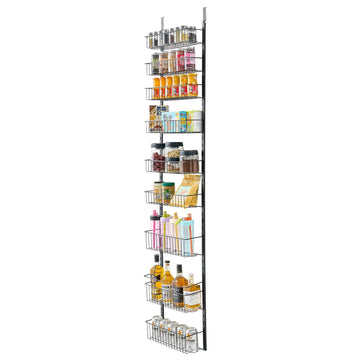 Over-The-Door Pantry Organizer, 9-Tier Steel Rack, Black
