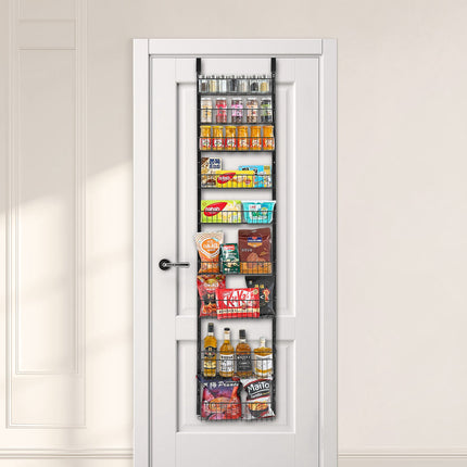 Over-The-Door Pantry Organizer, 9-Tier Steel Rack, Black