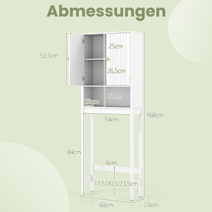 Over-The-Toilet Cabinet, Adjustable Shelf, White MDF