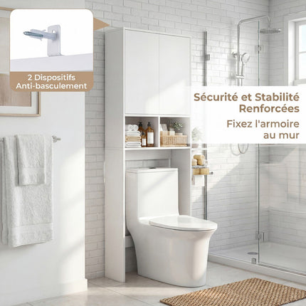 Over-The-Toilet Storage Cabinet, 2 Doors, 2 Shelves, White