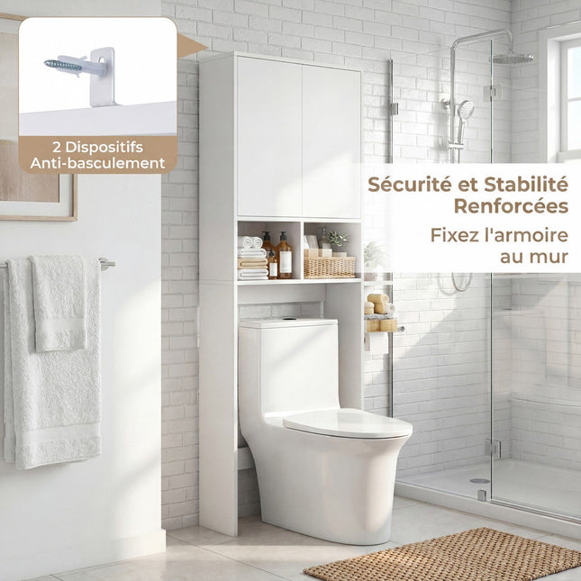 Over-The-Toilet Storage Cabinet, 2 Doors, 2 Shelves, White
