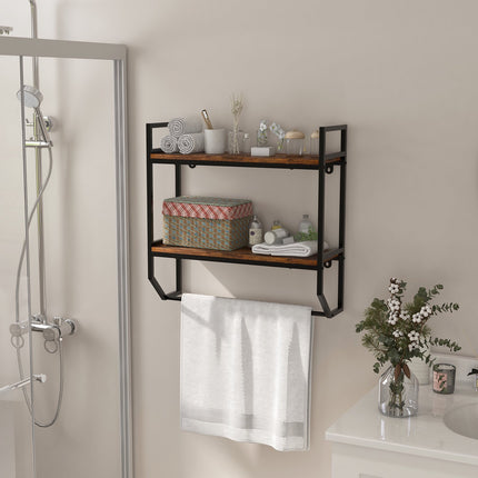 Over-The-Toilet Wall Shelf, 2-Tier With Towel Bar