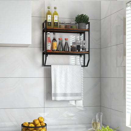 Over-The-Toilet Wall Shelf, 2-Tier With Towel Bar