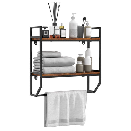 Over-The-Toilet Wall Shelf, 2-Tier With Towel Bar