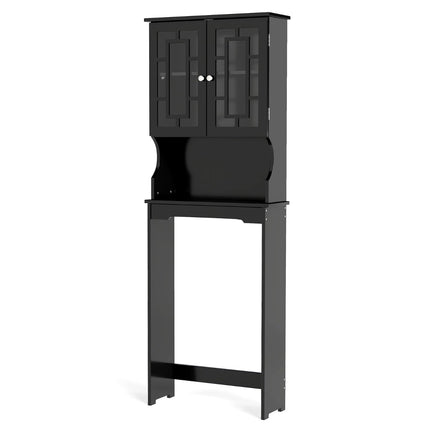 Over-Toilet Bathroom Cabinet, Black, 3 Shelves, Adjustable