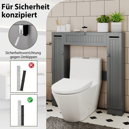 Over-Toilet Bathroom Cabinet with Adjustable Shelves, Gray