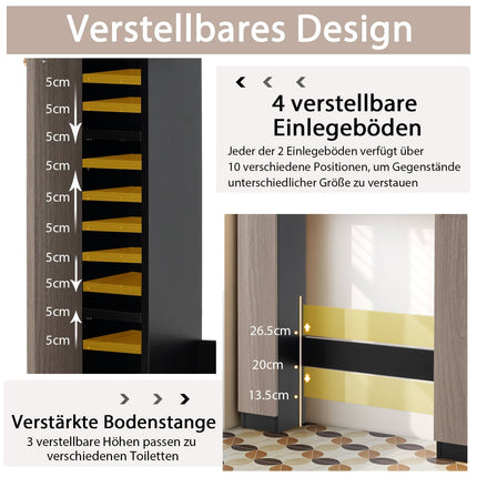 Over-Toilet Bathroom Shelf with Double Doors, Black