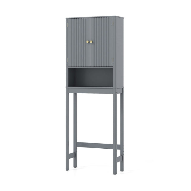 Over-Toilet Cabinet with Adjustable Shelf, Gray MDF