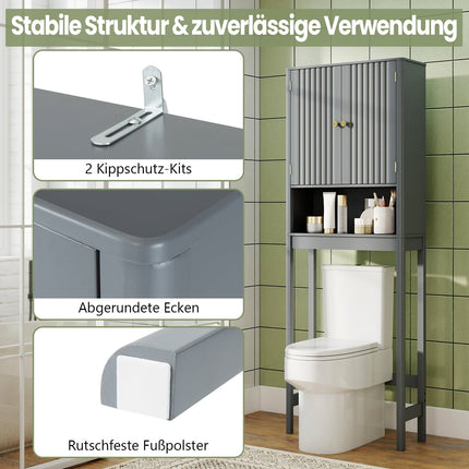 Over-Toilet Cabinet with Adjustable Shelf, Gray MDF