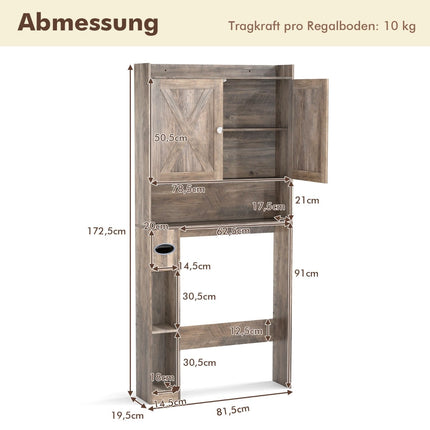 Over-Toilet Cabinet with Adjustable Shelf and Paper Holder